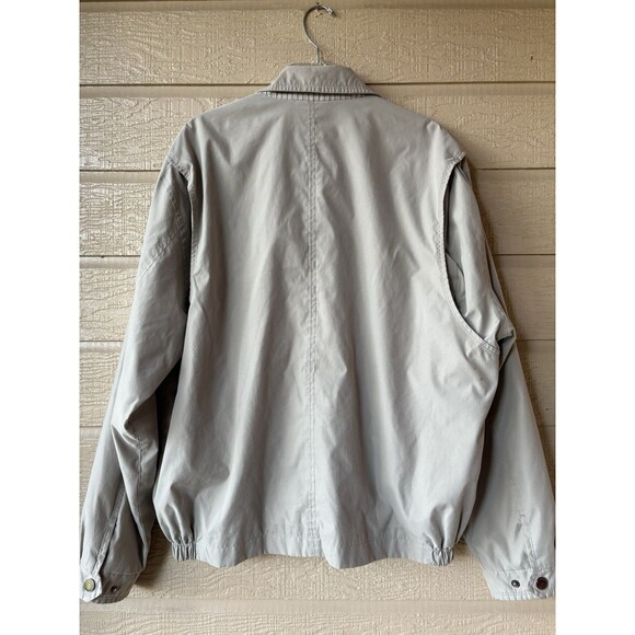 London Fog mens Windbreaker Bomber Jacket size Large Beige Microfiber Full Zip - Picture 2 of 7